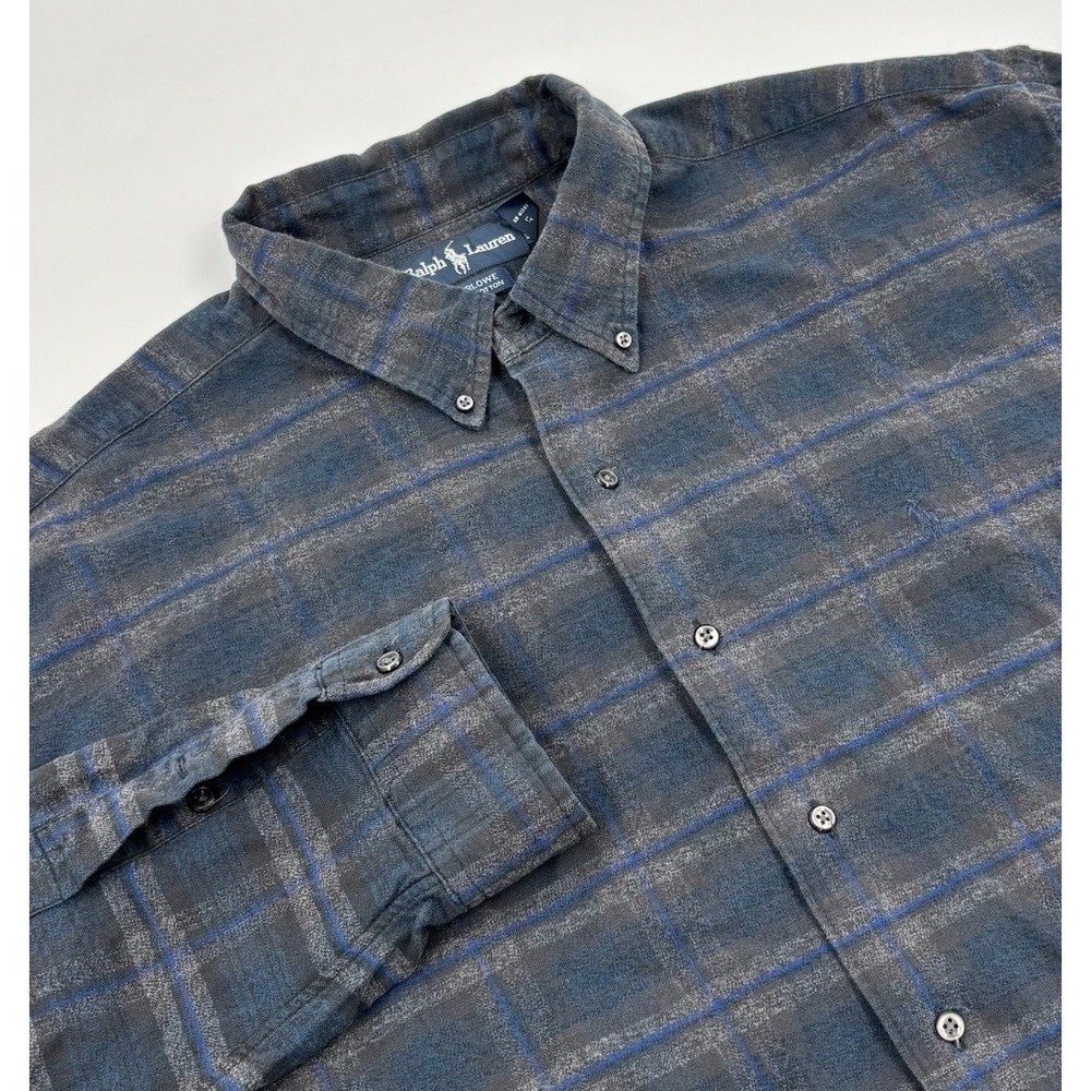 Ralph Lauren Men's XXL Marlowe Cotton Blue Plaid Long Sleeve Button Down Shirt